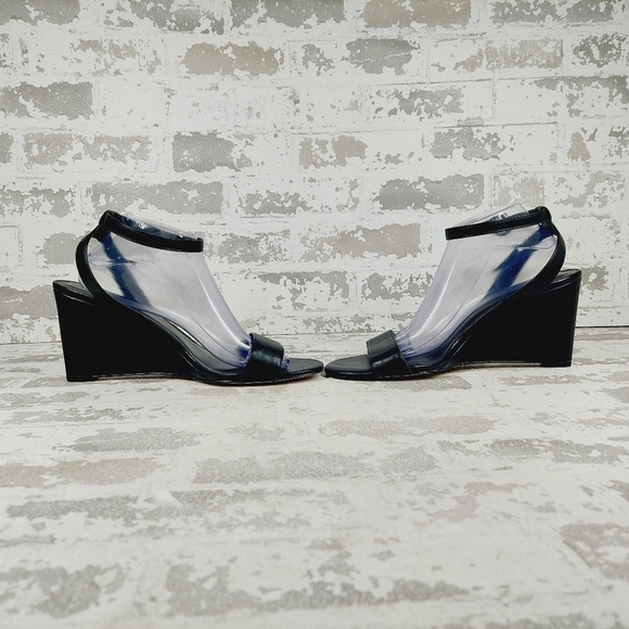 New NORDSTROM RACK Carrie Black Ajustable Ankle Strap Wedge Sandal M233 - Picture 7 of 12